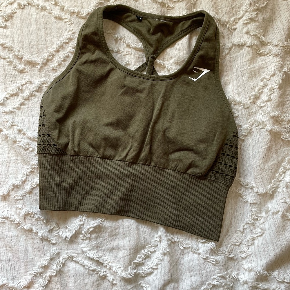 Gymshark Olive Green energy seamless sports bra